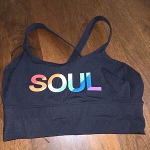 Soul Cycle Bra with Colorful 'Soul' Logo